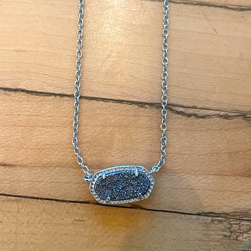 Kendra Scott Elisa Silver Pendant Necklace - Platinum Drusy